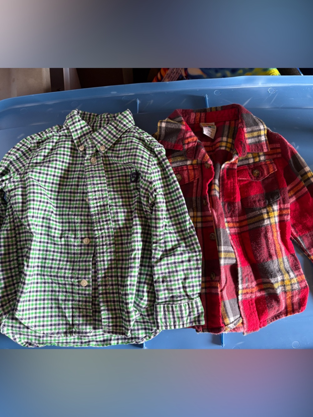 Kids Green Plaid Button-Up Shirt and flannel